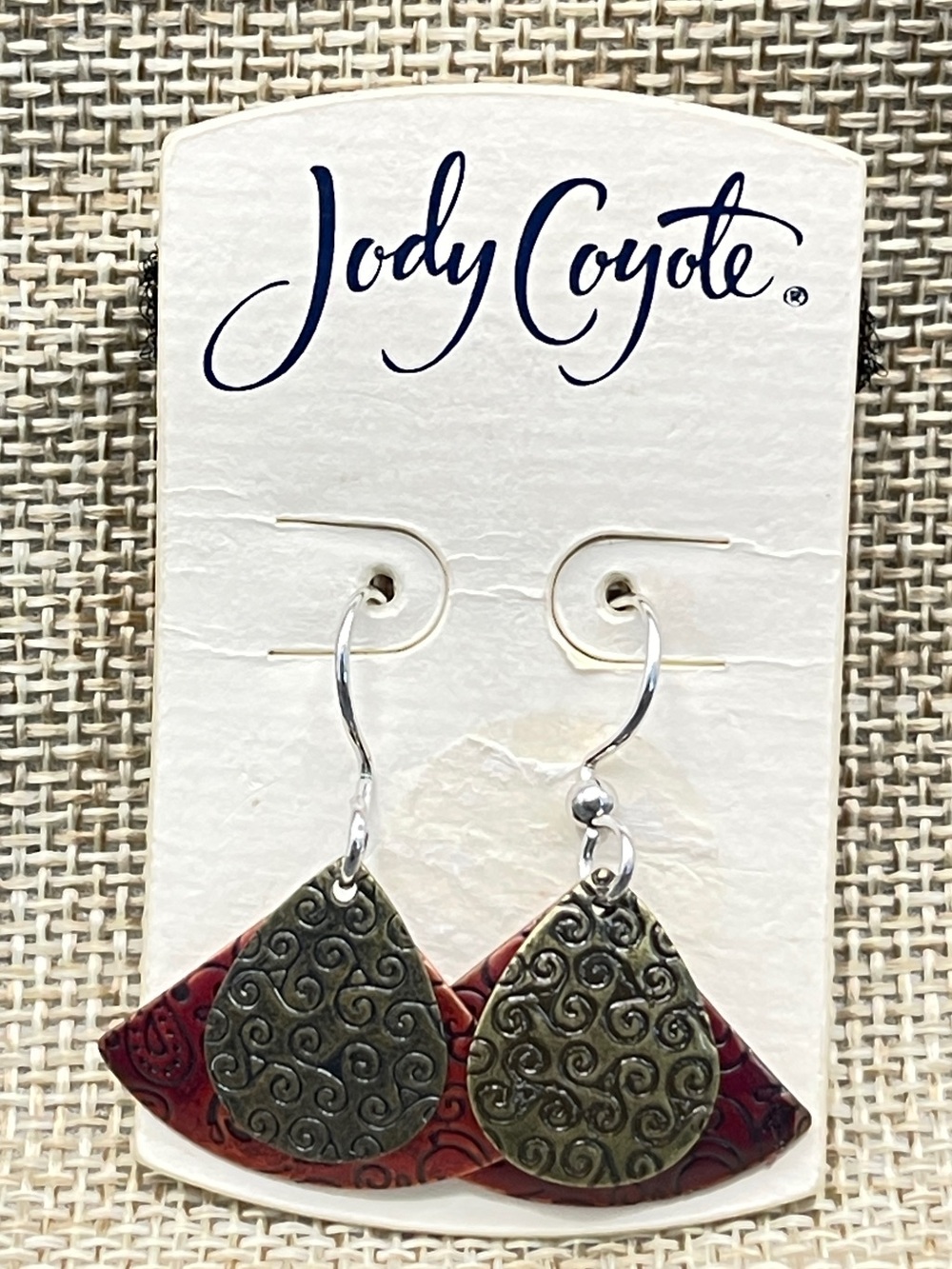 Jody Coyote Festival Red Bronze Layered Dangle Earrings NWT Hypoallergenic
